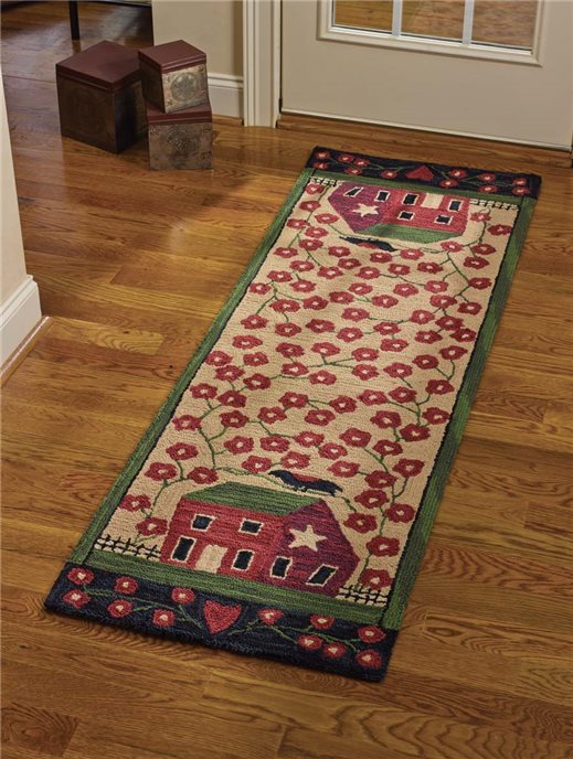 Red House Hook Rug Runner 24X72 Thumbnail