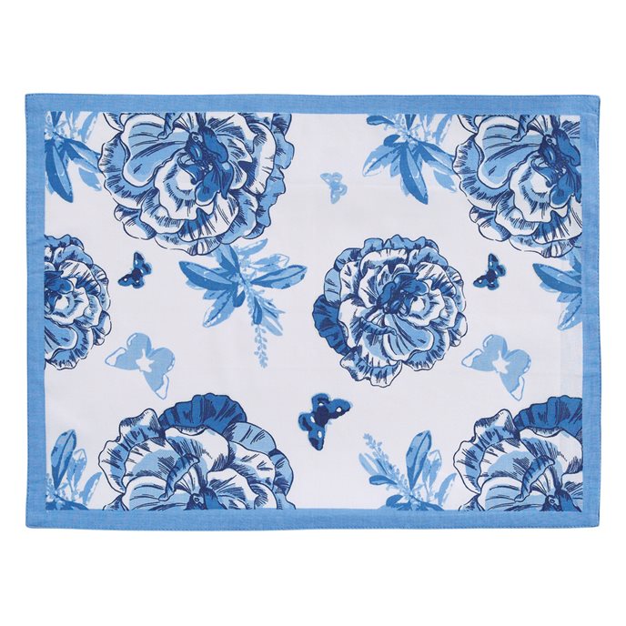 Florals And Flitters Reversible Placemat - Blue Thumbnail