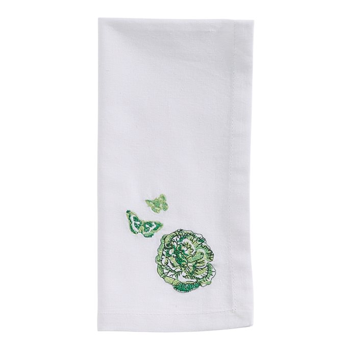 Florals And Flitters Embroidered Napkin - Green Thumbnail