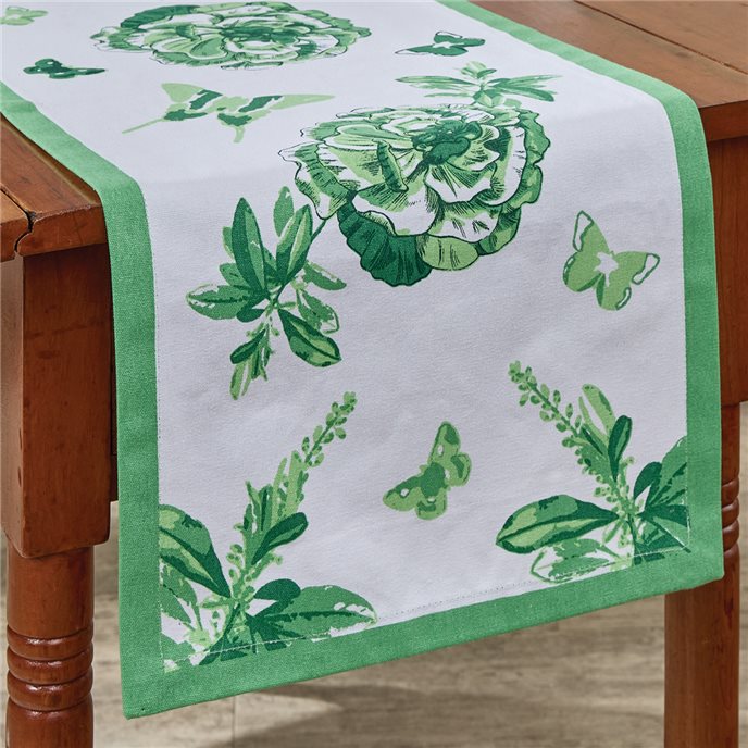 Florals And Flitters Table Runner 14X72 - Green Thumbnail