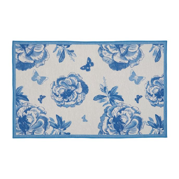 Florals And Flitters Washable Rug 24" X 38" - Blue Thumbnail