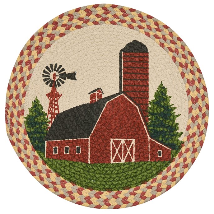 Barn Printed Braided Placemat 15" Dia Thumbnail