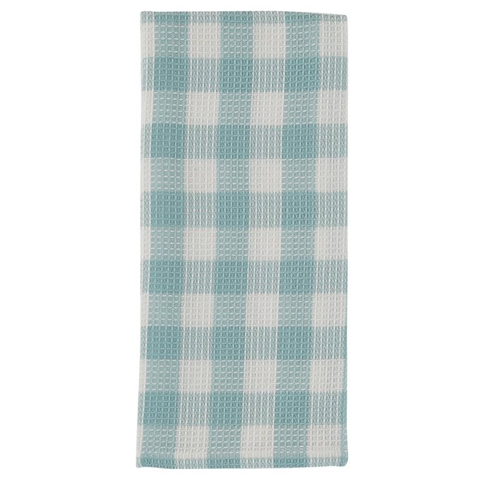 Gingham Check Waffle Dishtowel Aqua Thumbnail