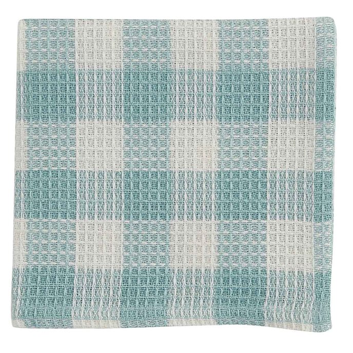 Gingham Check Dishcloth Aqua Thumbnail