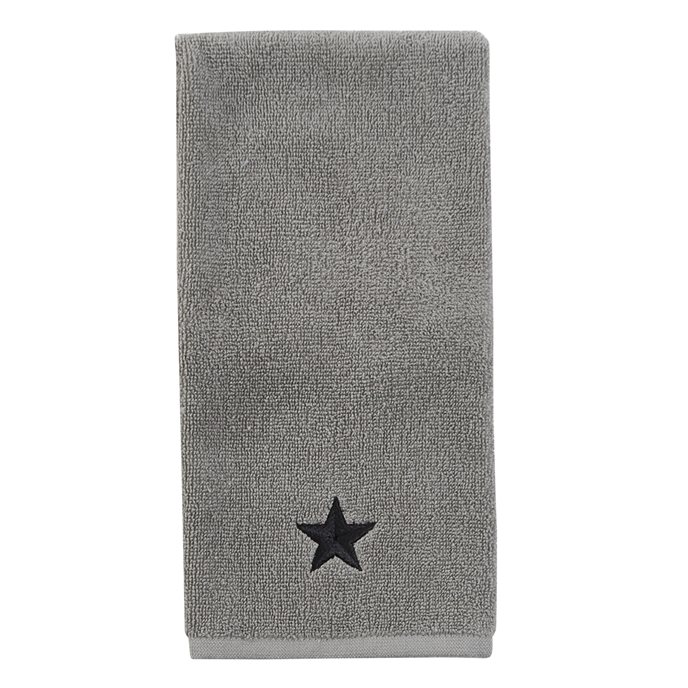 Gray Terry Fingertip Towel With Black Star Thumbnail