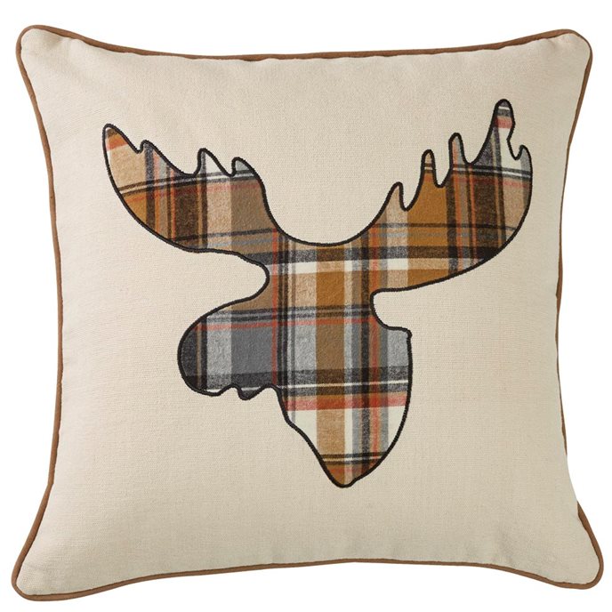 Moose Plaid Applique Pillow 20-Cover Thumbnail