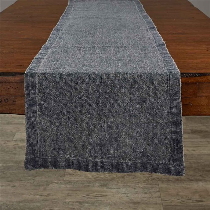 Washed Linen Solid Table Runner Blue 14X60 Thumbnail