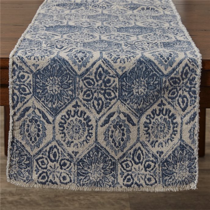 Mosaic Tile Printed Table Runner 15X72 - Blue Thumbnail