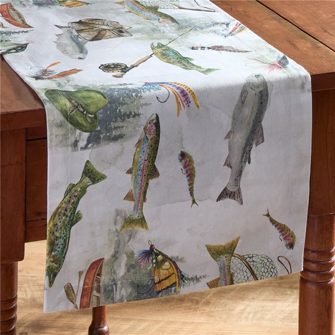 Fly Fishing Table Runner 13" X 36" Thumbnail