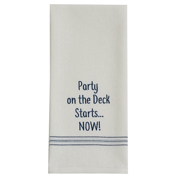 Party On The Deck Embroidered Sentiment Dishtowel Thumbnail