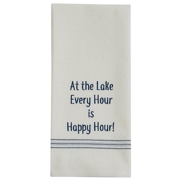 At The Lake Embroidered Sentiment Dishtowel Thumbnail