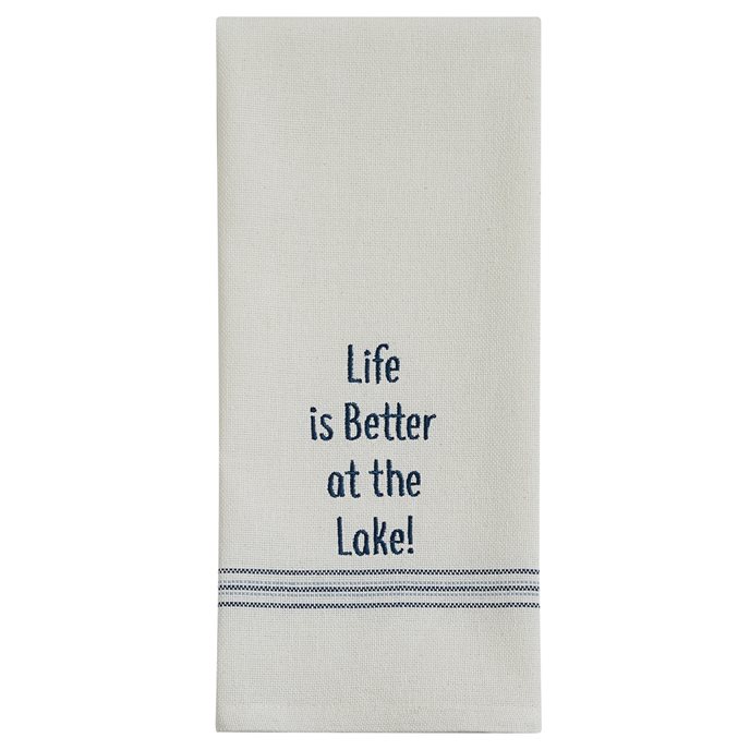 Life Is Better Embroidered Sentiment Dishtowel Thumbnail