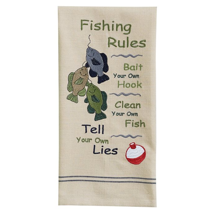 Fishing Rules Embroidered Dishtowel Thumbnail