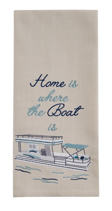 Where The Boat Is Embroidered Dishtowel Thumbnail