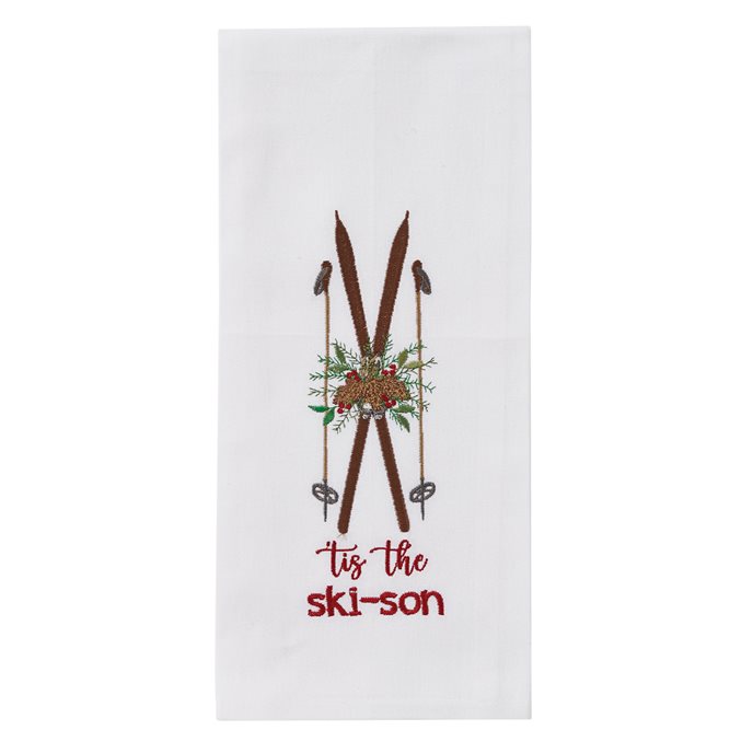 Tis The Ski-Son Embroidered Dishtowel Thumbnail