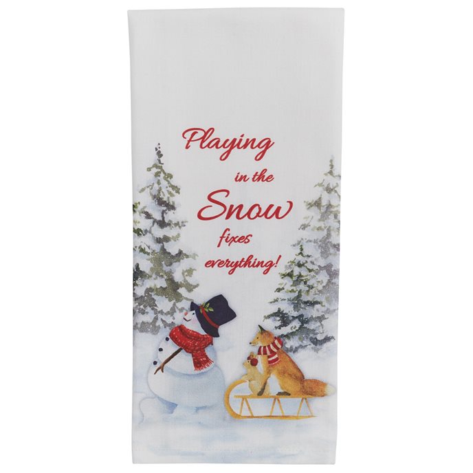 Snowman With Sled Dishtowel Thumbnail