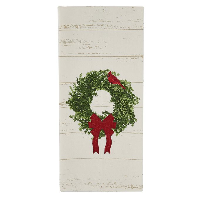 Cardinal Wreath Print/Embroidered Dishtowel Thumbnail