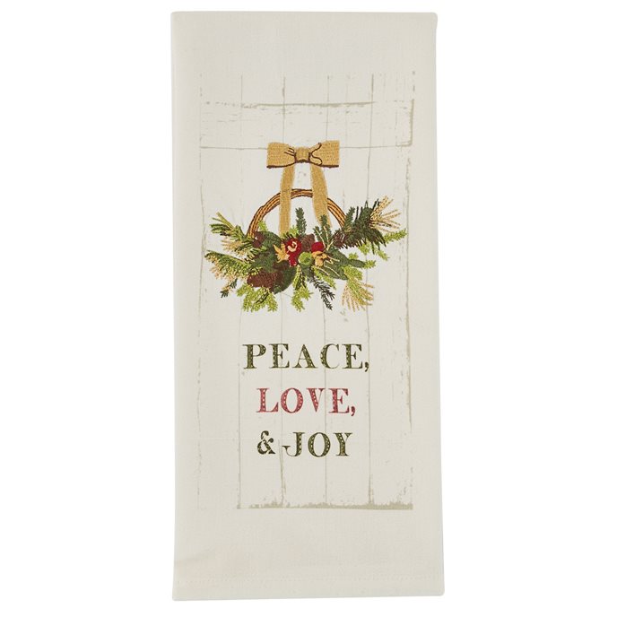 Peace Love Joy Print/Embroidered Dishtowel Thumbnail