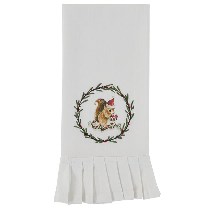 Farmhouse Squirrel Printed/Embroidered Flour Sack Dishtowel Thumbnail