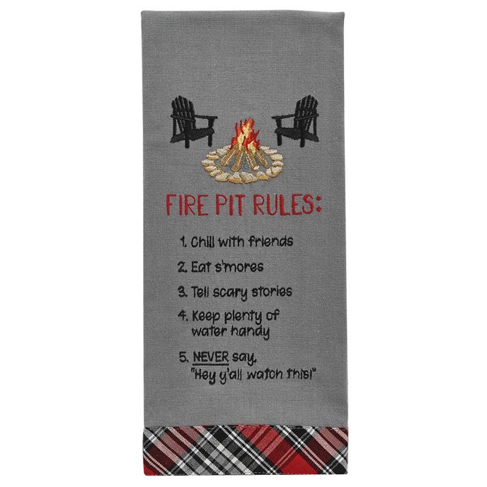 Fire Pit Rules Embroidered Dishtowel Thumbnail