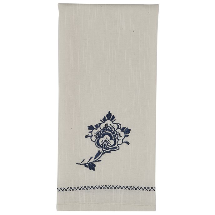 Large Delft Flower Embroidered Dishtowel Thumbnail