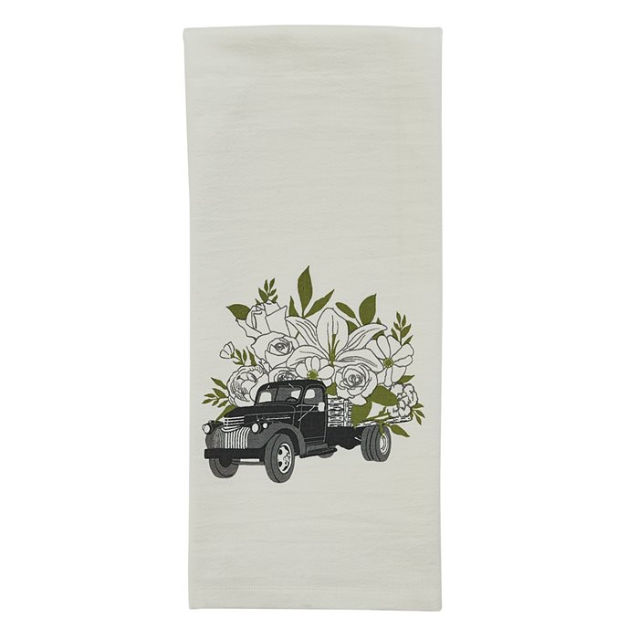 Vintage Flower Truck Printed Dishtowel Thumbnail