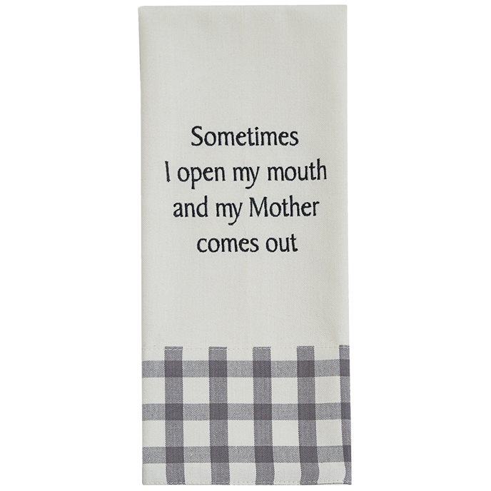 Mother Comes Out Embroidered Dishtowel Thumbnail