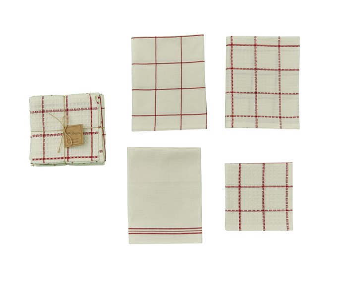 Five Farms 3 Dishtowel/1Dc Set Red Thumbnail