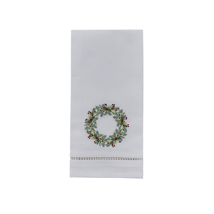 Winter Berry Wreath Embroidered Towel Thumbnail