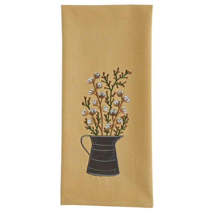 Cotton Blossoms Embroidered Dishtowel Thumbnail