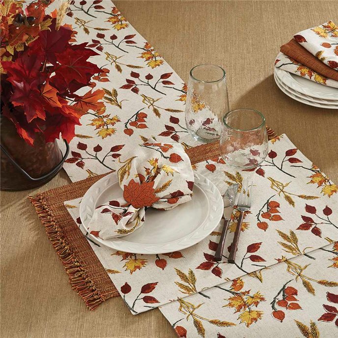 Fall Leaves & Wheat Table Runner 13X54 Thumbnail