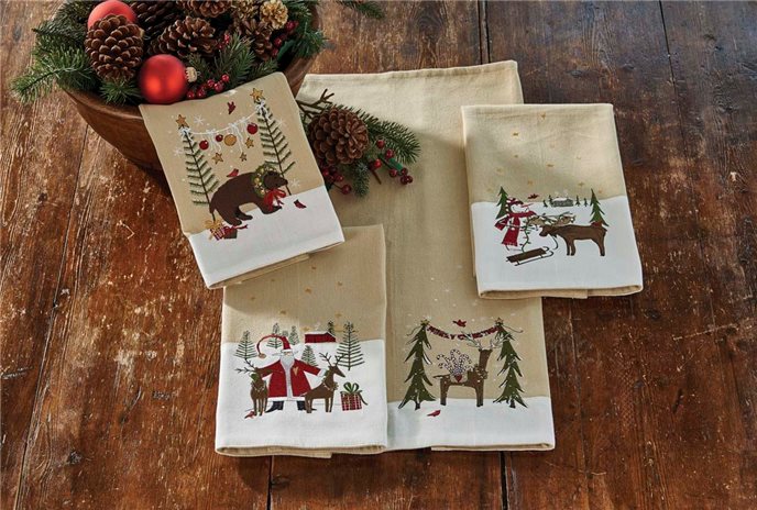 Santa & Deer Emb Dishtowel Thumbnail