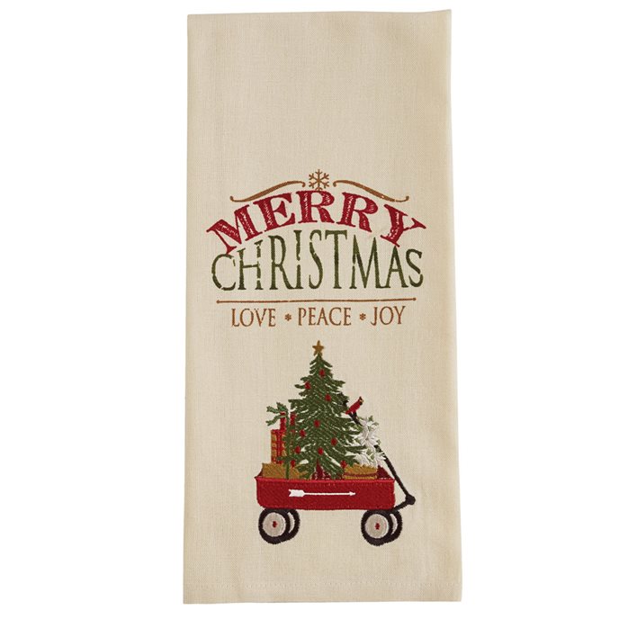 Merry Christmas Wagon Emb Dishtowel Thumbnail