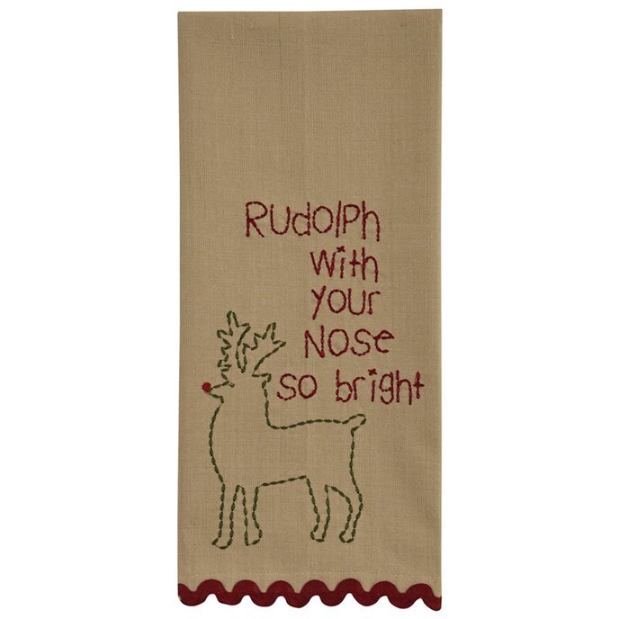 Rudolph Embroidered Dishtowel Thumbnail