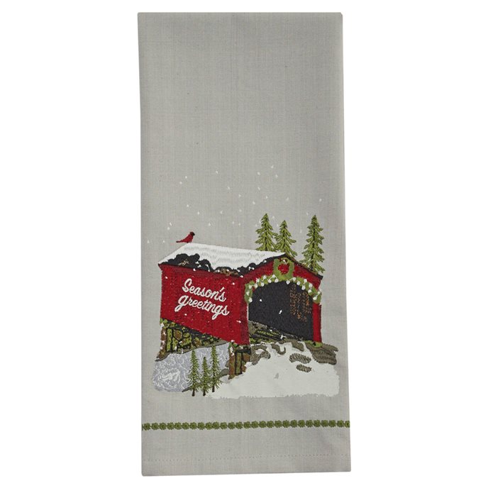 Seasons Greetings Bridge Printed/Embroidered Dishtowel Thumbnail