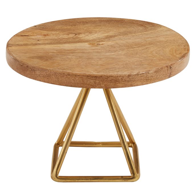 Wood/Gold Triangle Serving Stand Short Thumbnail