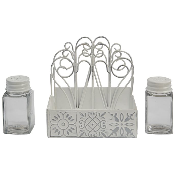 Distressed Tile Napkin Caddy W/Salt and Pepper Thumbnail