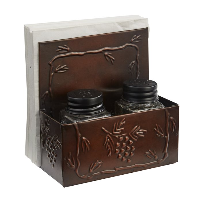 Valley Pine Napkin Holder With Salt And Pepper Thumbnail