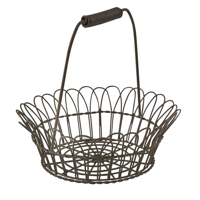 Scalloped Wire Edge Basket With Handle Thumbnail