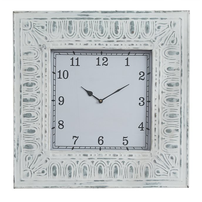 Tile Clock Distressed Cream Thumbnail