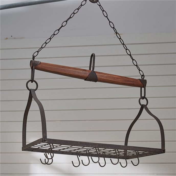 Wood/Iron Yoke Hanging Pot Rack Thumbnail