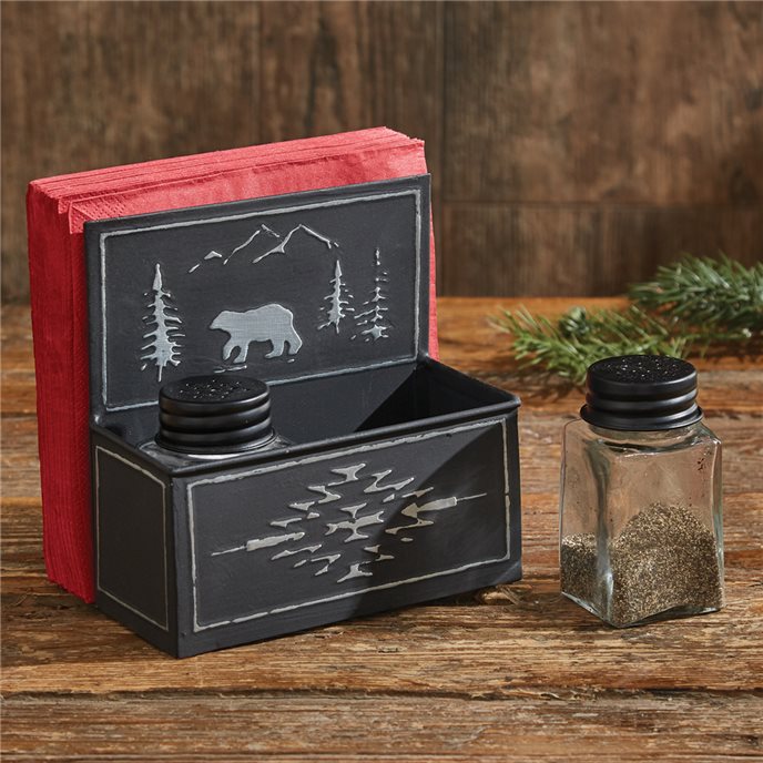 Black Bear Napkin Holder Salt and Pepper Caddy Thumbnail