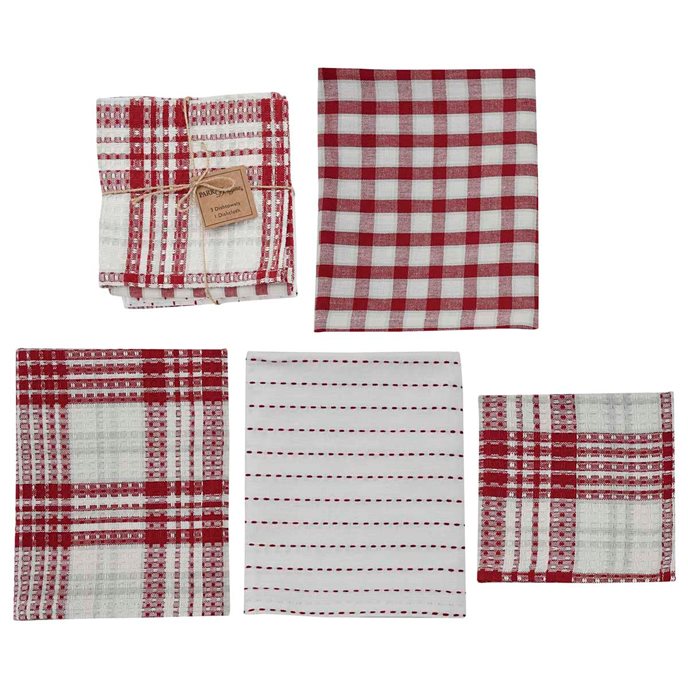 Peppermint Plaid 3 Dishtowel/1 Dishcloth Set Thumbnail