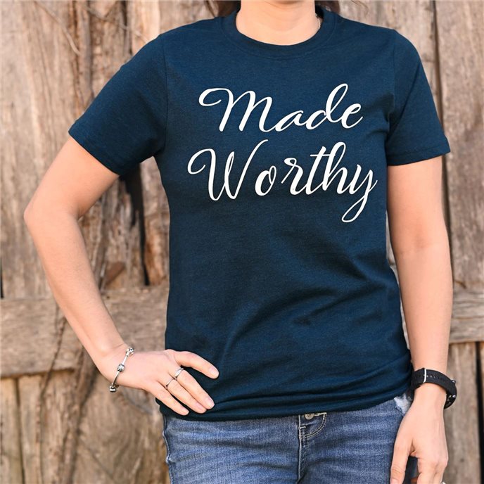 Made Worthy T-Shirt, Navy Melange, Medium Thumbnail