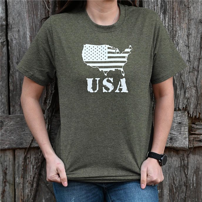 USA T-Shirt, Military Melange, Medium Thumbnail