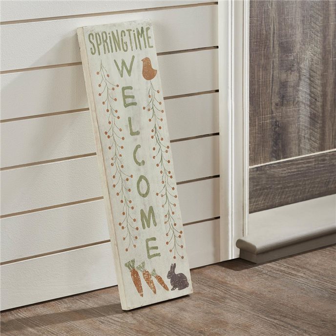 Springtime Welcome Wooden Sign 20x6 Thumbnail