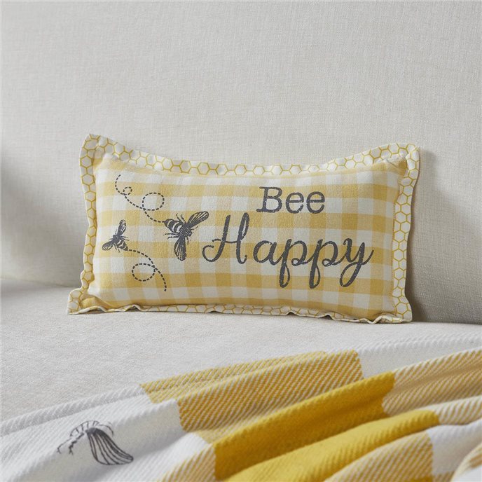 Buzzy Bees Bee Happy Pillow 7x13 Thumbnail