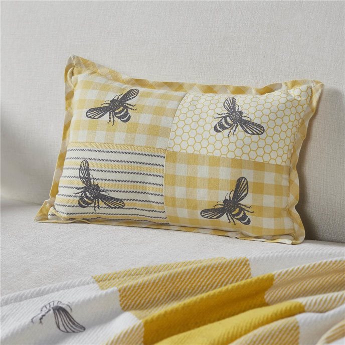 Buzzy Bees Patchwork Bee Pillow 9.5x14 Thumbnail