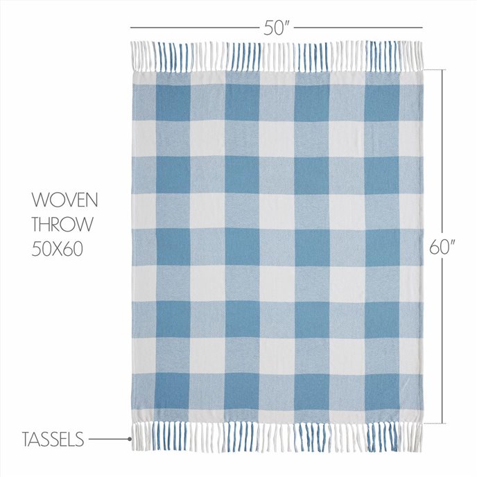 Annie Buffalo Check Blue Woven Throw 50x60 Thumbnail