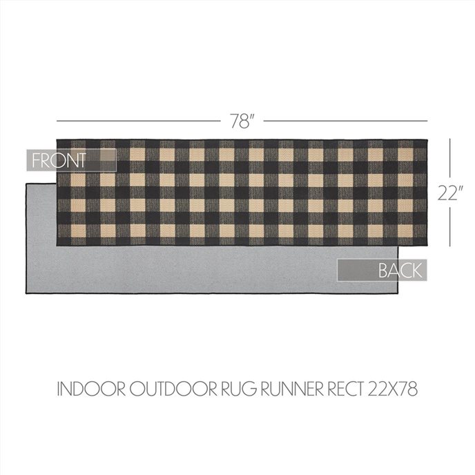 Black Check Polyester Rug/Runner Rect 22x78 Thumbnail